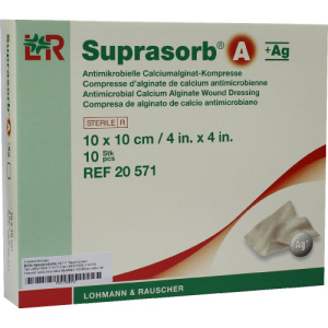 L&R SUPRASORB А+AG Повязка кальциево-альгинатная впитывающей с ионами серебра Супрасорб, 10х10 см. Фото N4