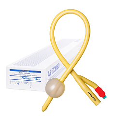 М Apexmed Катетеры Фолея двухходовые силиконизированные латексные CH/Fr 18, 10 штук