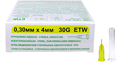 SFM ETW Иглы для мезотерапии 30G 0,30 x 4 мм, 50 шт.