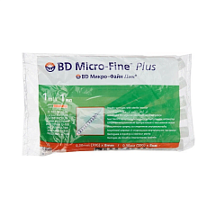 BD Micro-Fine Plus Шприцы инсулиновые Микро-Файн Плюс 1 ml U-100 с несъемной иглой 30 G, 10 штук