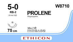 Ethicon Prolene Шовный материал нерассасывающ Пролен 5-0 (М1) синий с 2 колющ иглами RB-2, 75 см