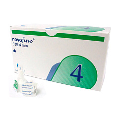 NovoFine Иглы для инсулиновых шприц-ручек НовоФайн 32G (0,23/0,25 x 4) мм, 100 штук