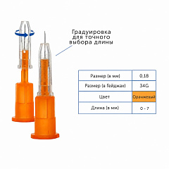 Paramed Иглы инъекционные с изменяемой длиной 34G (0,18 х 0-7 мм), 100 штук