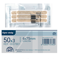 Iberhospitex OPER STRIP Гипоалл. полоски на опер. швы (стер. по 3 шт.) 6 х 75 мм, 150 шт.