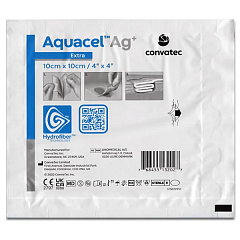 Convatec Aquacel Ag+ Extra Повязка Аквасель Экстра Плюс с серебром и ус волокном Гидрофайбер,10x10см