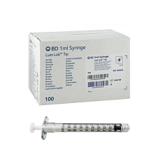 М BD Plastipak Шприцы трехкомпонентные Пластипак ПОЛИКАРБОНАТ 1 ml, Luer Lock, без иглы, 100 штук