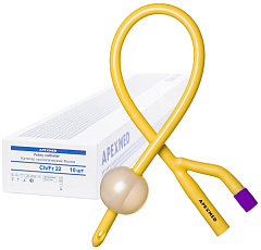 М Apexmed Катетеры Фолея двухходовые силиконизированные латексные CH/Fr 22, 10 штук