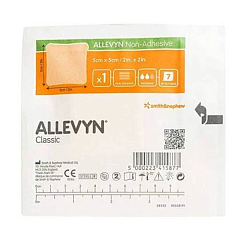 Smith+Nephew ALLEVYN NON ADHESIVE Повязка абсорбирующая водонепроницаемая неадгезив АЛЛЕВИН 5х5 см