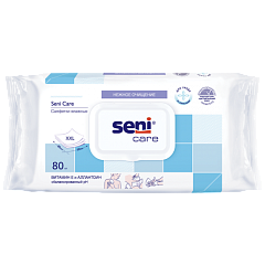 Seni Care Влажные салфетки Сени обогащенные витамином Е и аллантоином, 80 штук Seni Care Влажные салфетки Сени обогащенные витамином Е и аллантоином, 80 штук